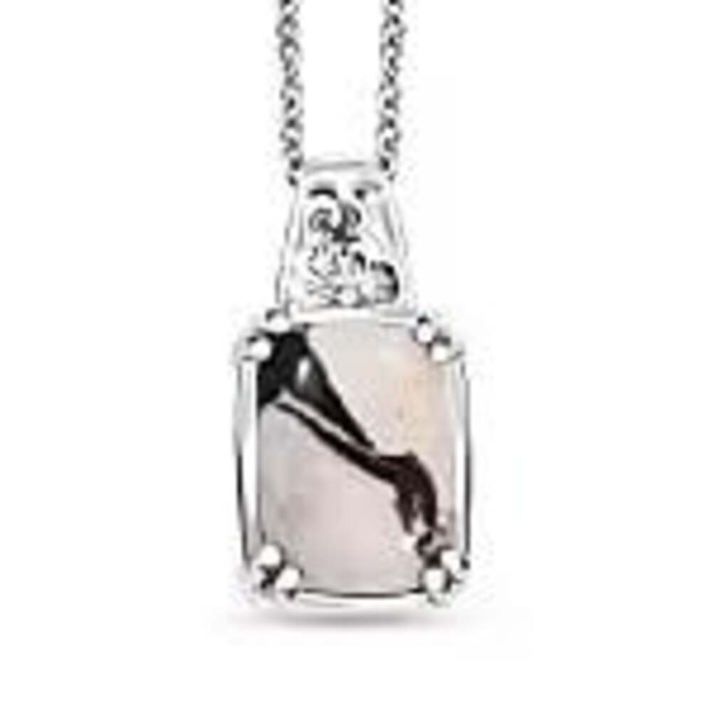 Dendritic Agate Pendant Necklace in 925 Sterling Silver